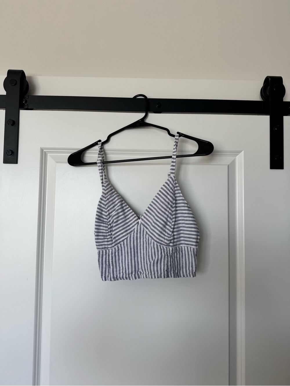 Universal Thread Striped Bralette Crop Top in Blue and White